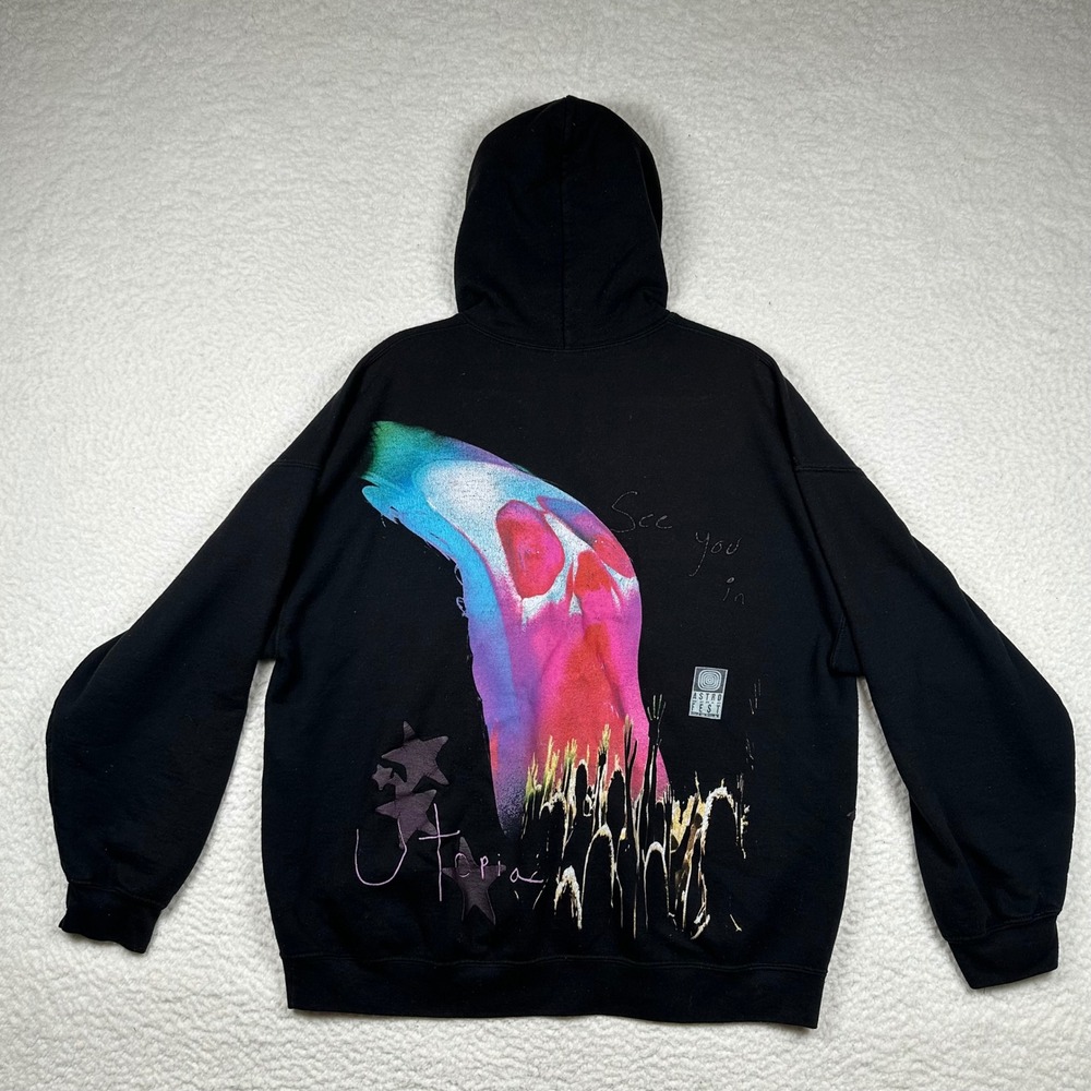 Travis Scott Astroworld Festival 2021 Face Melt Hoodie Black Cactus Jack Tour L